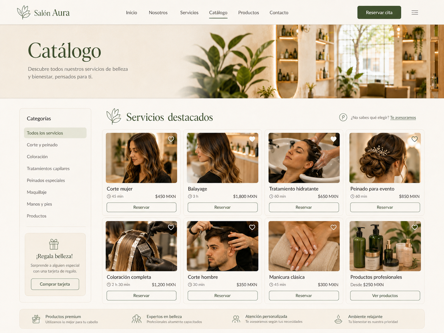 Ejemplo de catálogo de servicios